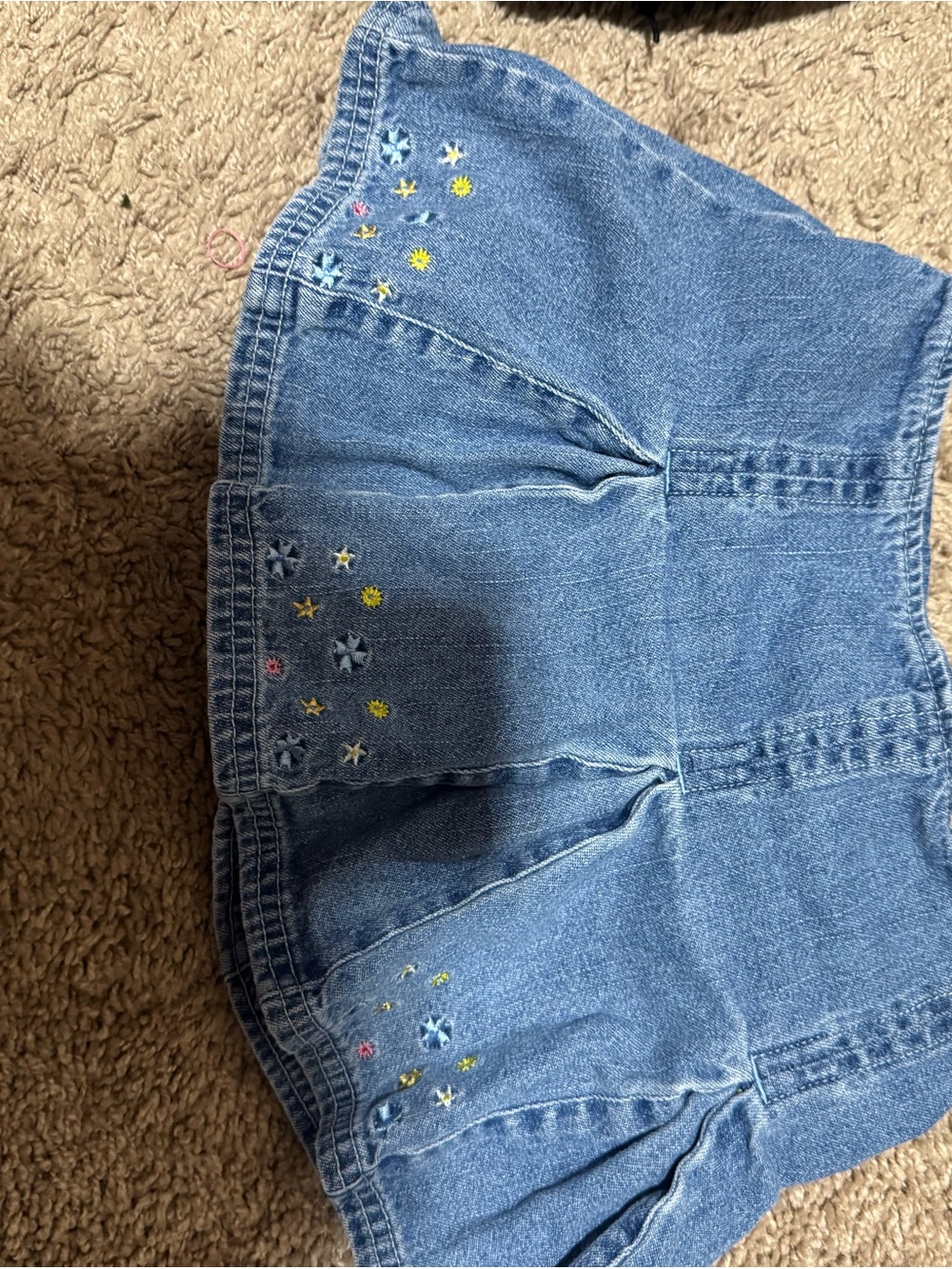 Basic Editions Blue Denim Skirt with Star Embroidery